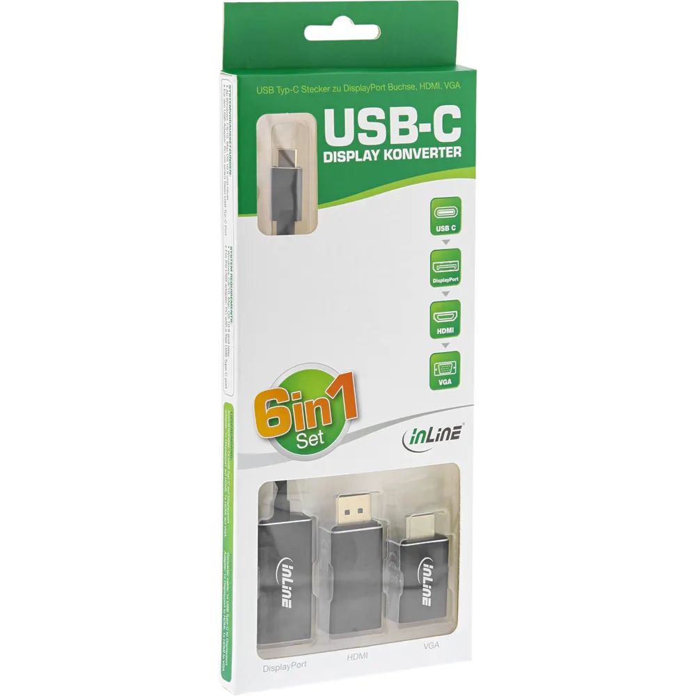 InLine USB Display Konverter Set 6-in-1 - 4K/60Hz schwarz