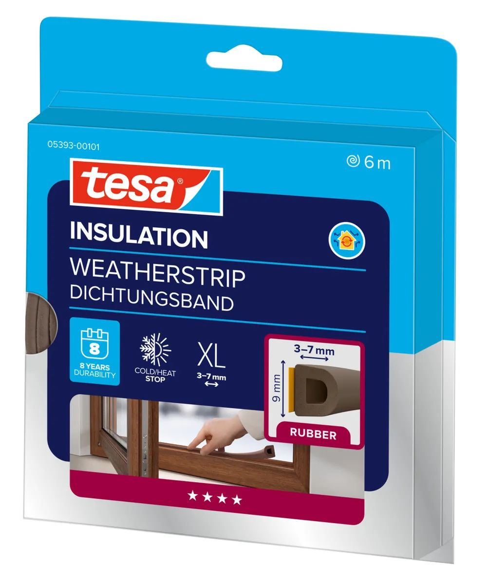 tesamoll® Insulation D-Profil Dichtung, braun, selbstklebend für Türen & Fenster