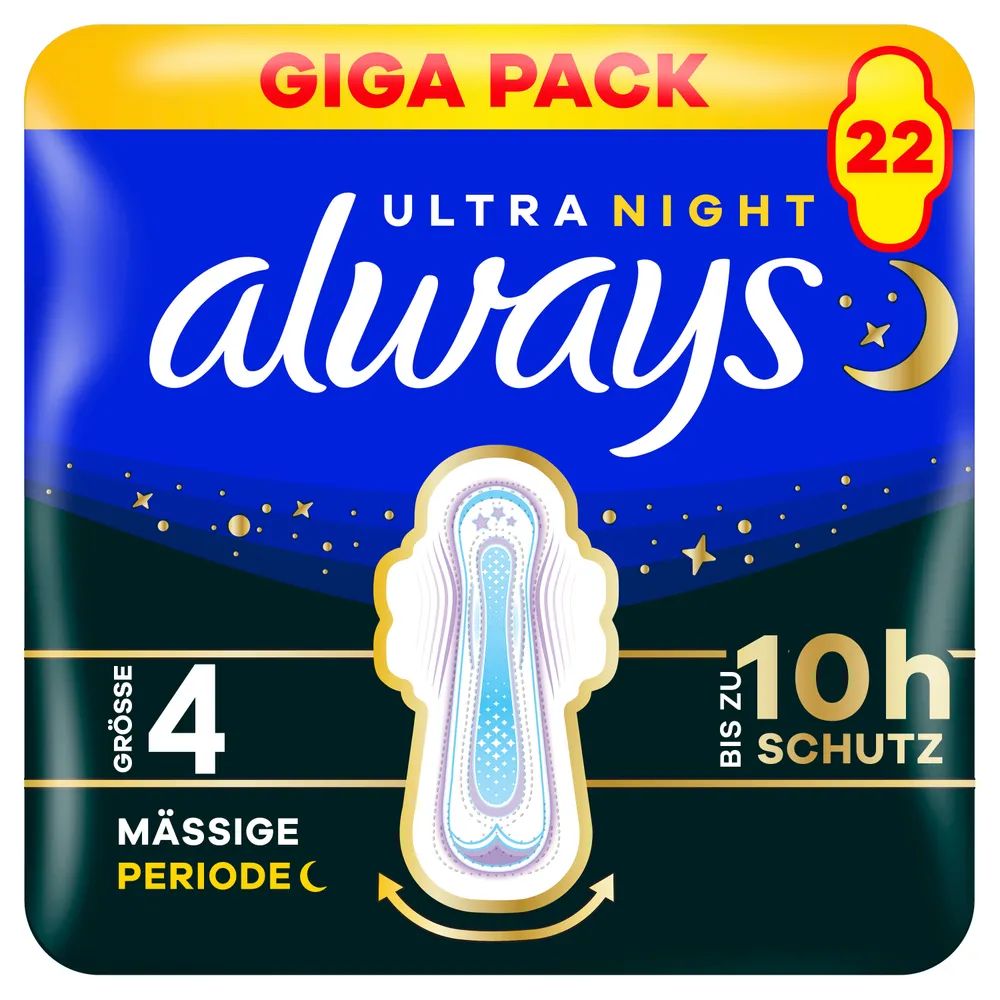 always Ultra Binde - Größe 4 - Secure Night mit Flügeln Gigapack 22