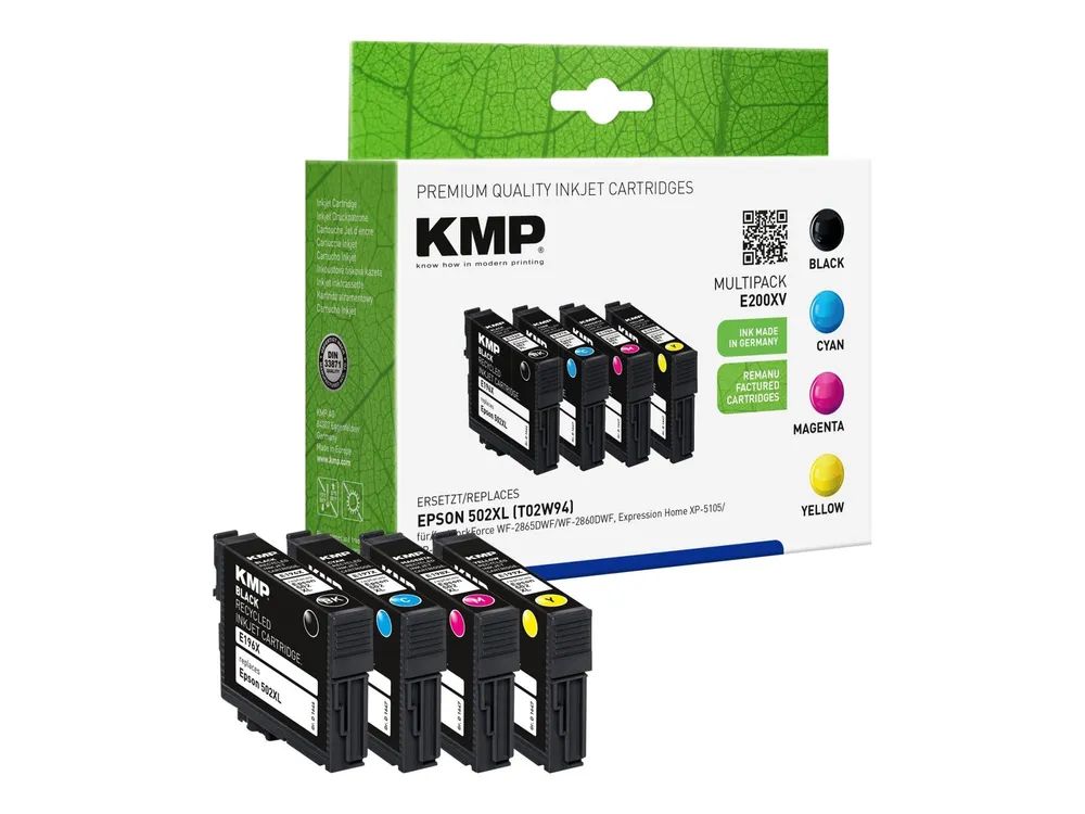 KMP MULTIPACK E196XV - 4er-Pack - Hohe Ergiebigkeit - Schwarz, Cyan, Magenta - kompatibel - Tintenpatrone (Alternative zu: Epson T502XL)