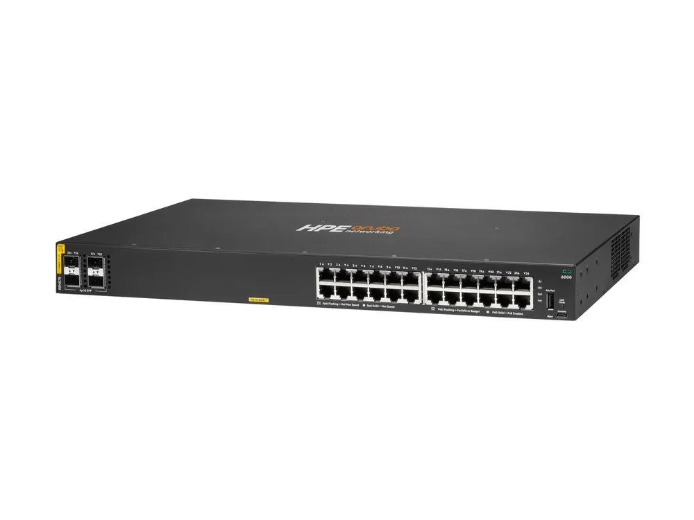 HPE Networking CX 6000 24p 10M/100M/1G Class4 PoE 4p SFP 1G 370W Switch EU - Switch - 1 Gbps