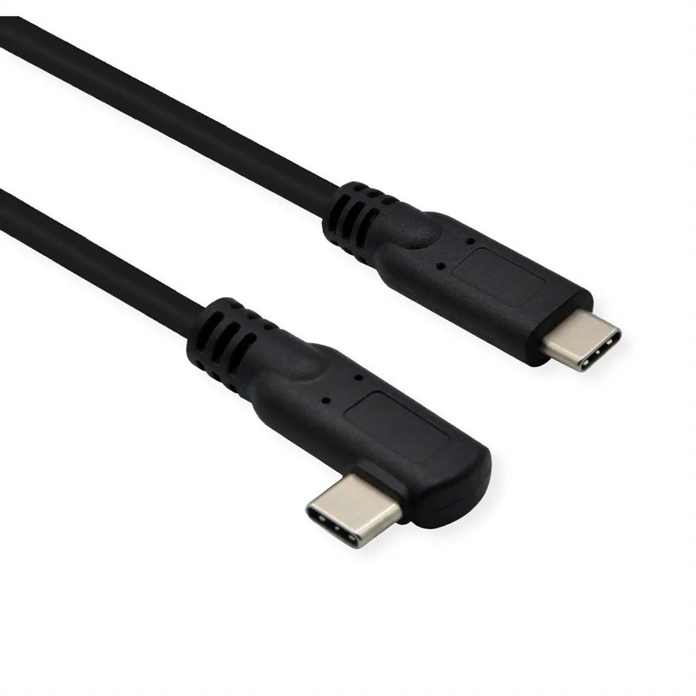 ROLINE USB 3.2 Gen 2x2 Kabel, C-C, ST/ST, 4K UHD-1, 20Gbit/s, Emark, 100W, gewinkelt, schwarz, 1 m