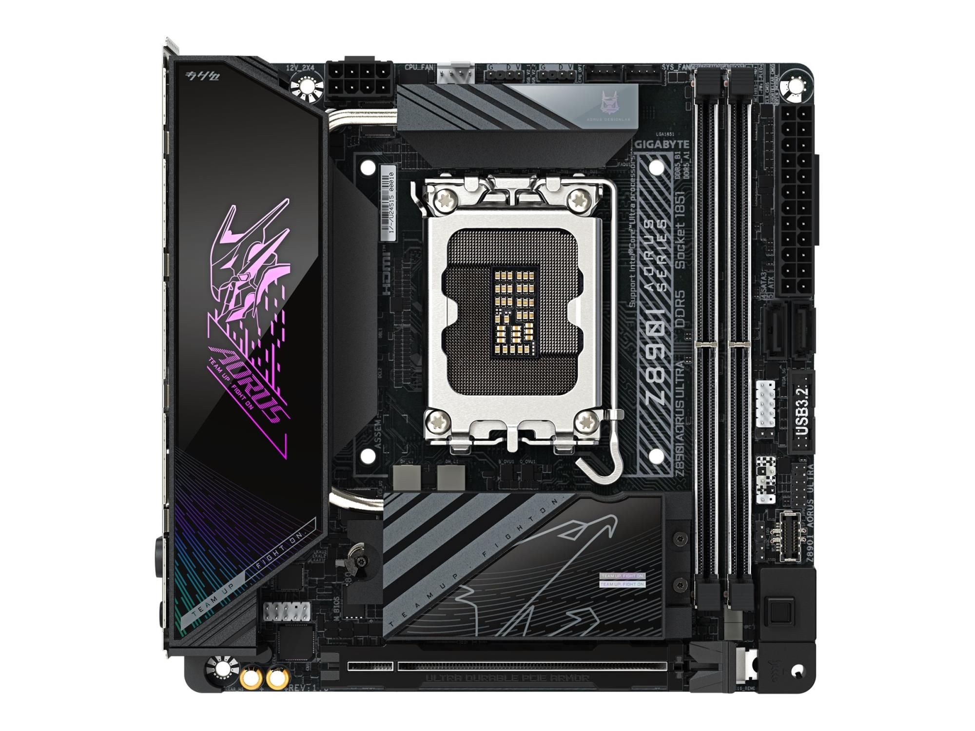 Gigabyte AORUS Z890I ULTRA - Motherboard - micro ATX - LGA1851-Sockel - Z890 Chipsatz - USB4, USB-C 3.2 Gen2, USB 3.2 Gen 2, USB 3.2 Gen 1 - 2.5 Gigabit LAN, Wi-Fi 7, Bluetooth - Onboard-Grafik (CPU erforderlich)