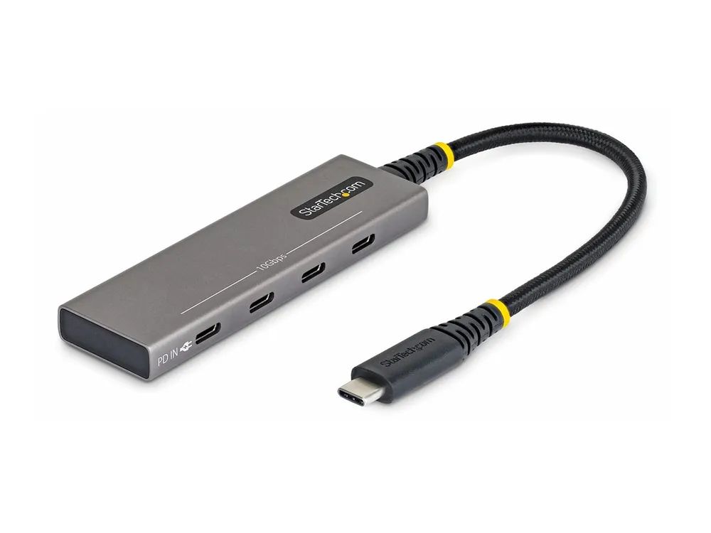 StarTech.com Startech - Hub - 4-port, 10 Gbps, 100 W PD charging, overcurrent protection, PCR aluminum - 3 x USB-C 3.2 Gen 2 + 1 x USB-C 3.2 Gen 2 (Stromversorgung)