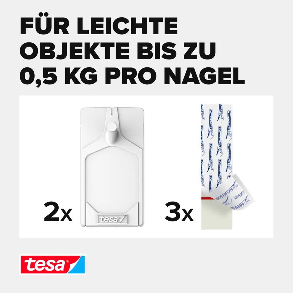 Tesa Powerstrips - Selbstklebender Haken - weiß (Packung mit 2)