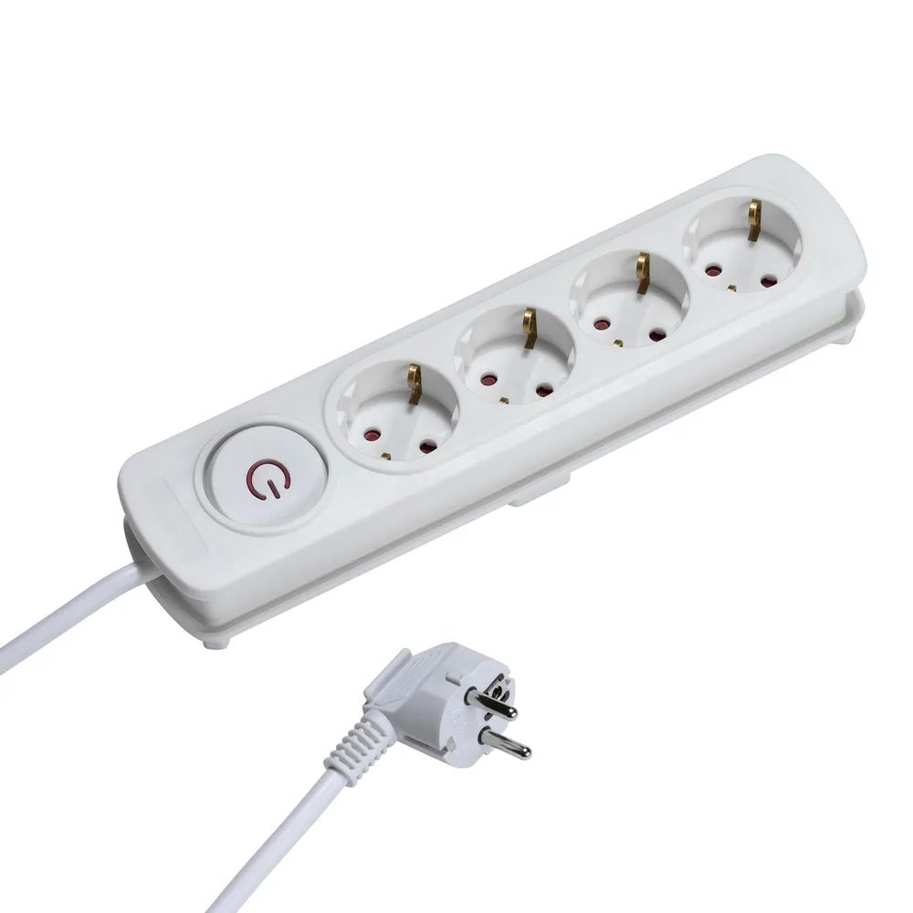 VIVANCO 4-fach Steckdosenleiste mit Schalter, 2,5m, weiss