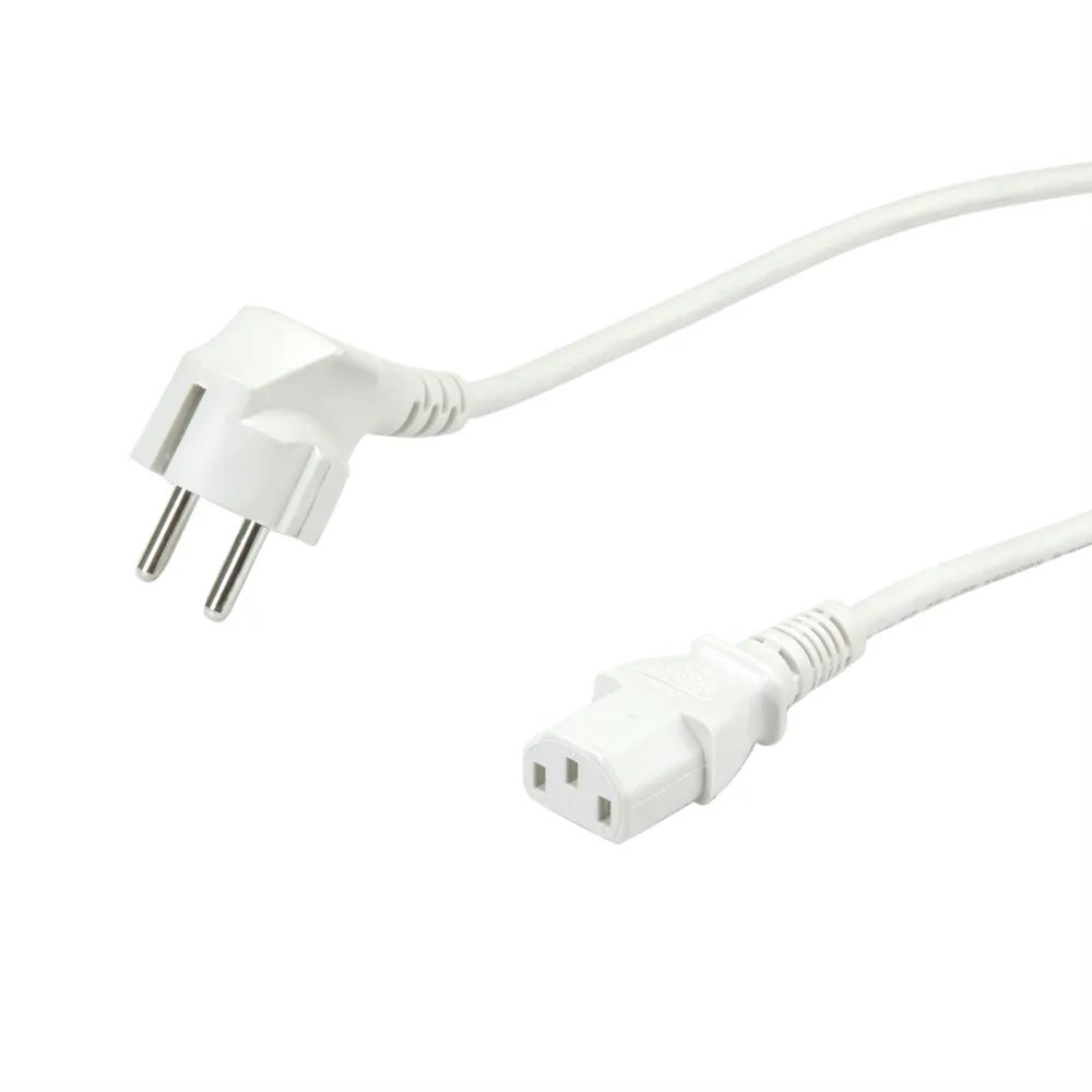 VALUE Netzkabel, CEE7/7-Stecker & IEC-Buchse gerade, weiß, 1,8 m