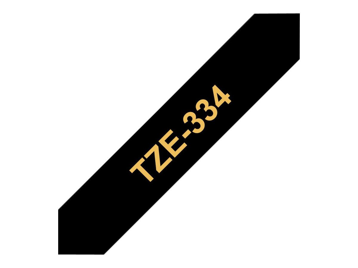 Brother TZe-334 - Selbstklebend - gold auf schwarz - Rolle (1,2 cm x 8 m)