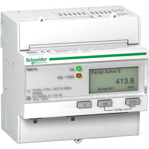Schneider Electric ENERGIEZÄHLER MID GEEICHT / SCHN.E A9MEM3110 3PH+N 63A A9MEM3110