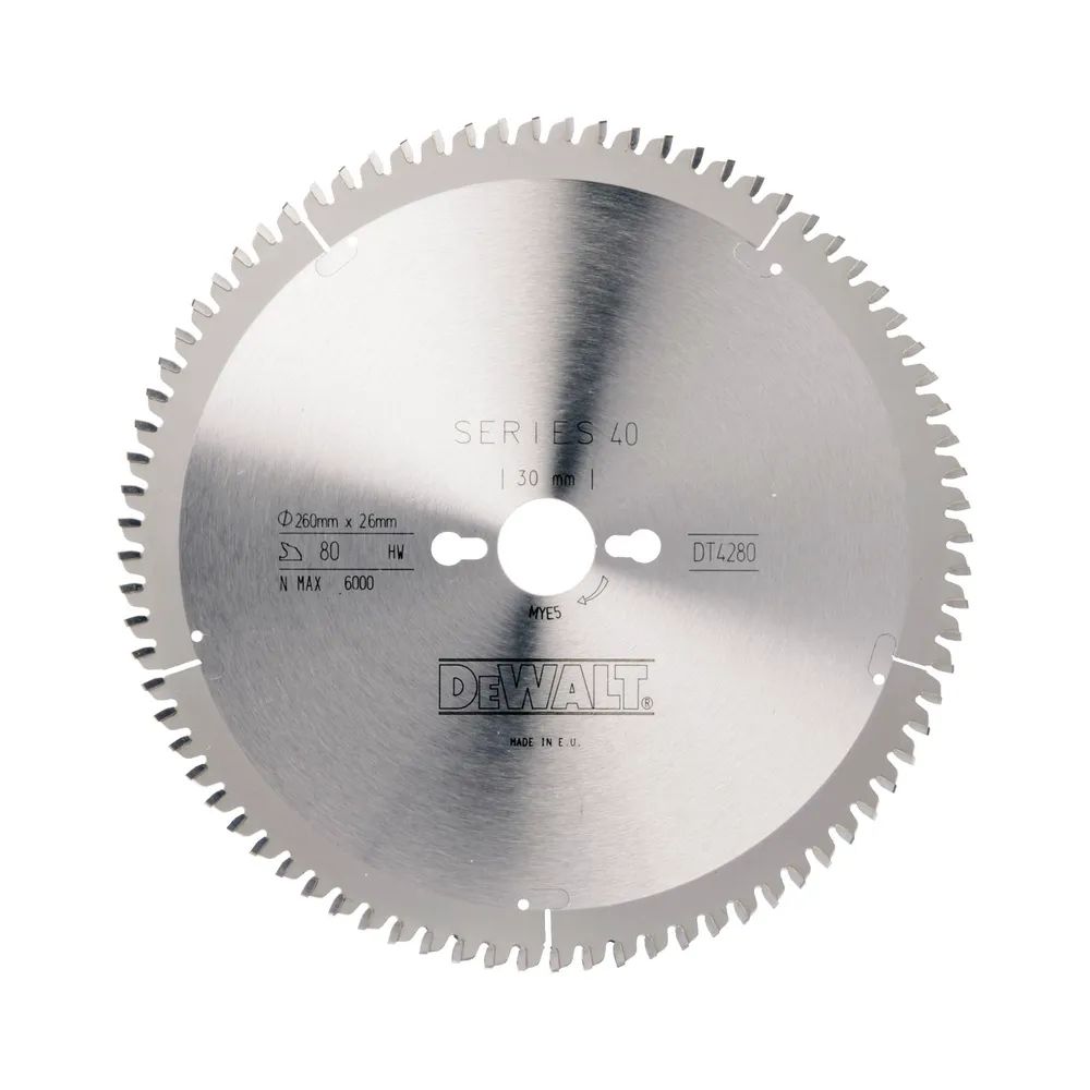 DEWALT Kreissägeblatt HW ø 260x2,6x30 mm Z80 Trapez/Flachzahn (TR/FZ) negativ