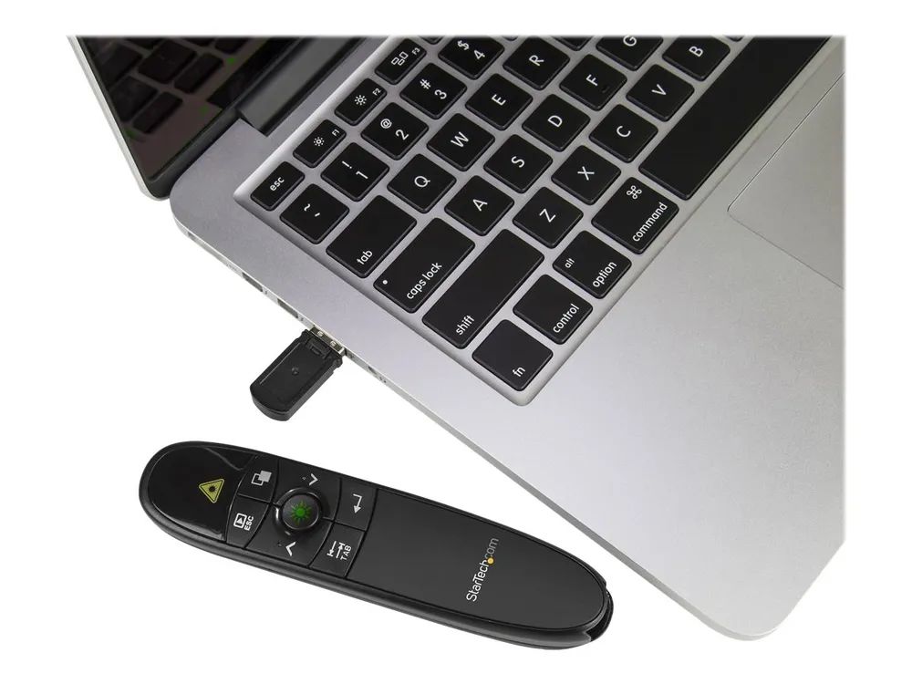 StarTech.com Drahtlose Präsentationsfernbedienung mit grünem Laserpointer - 27 m - Clicker für Mac und Windows (PRESREMOTEG)