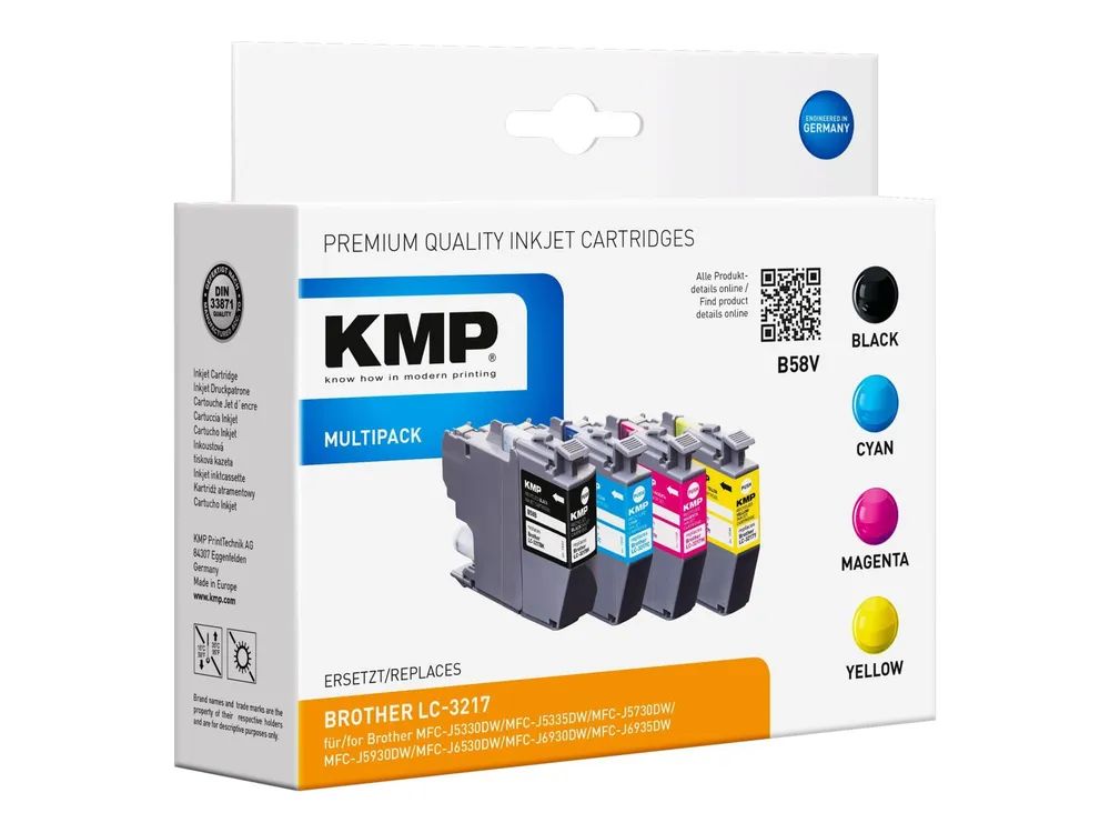 KMP MULTIPACK B58V - 4er-Pack - Schwarz, Gelb, Cyan, Magenta - kompatibel - Tintenpatrone (Alternative zu: Brother LC3217BK, Brother LC3217C, Brother LC3217M, Brother LC3217Y)