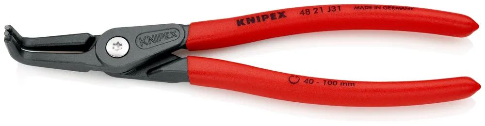 KNIPEX Präzisions-Sicherungsringzange für Innenringe in Bohrungen mit rutschhemmendem Kunststoff überzogen grau atramentiert 210 mm
