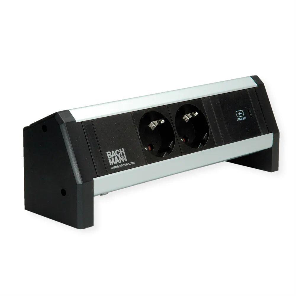 BACHMANN DESK 2xSchutzkontakt USB C, USB Charger 30W GST18