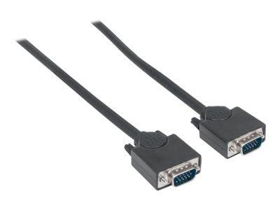 Manhattan VGA Monitor Cable, 1.8m, Black, Male to Male, HD15, Cable of higher SVGA Specification (fully compatible)