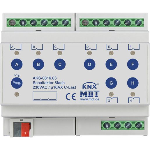 MDT SCHALTAKTOR 8F STAND. 16A 230V / AKS-0816.03