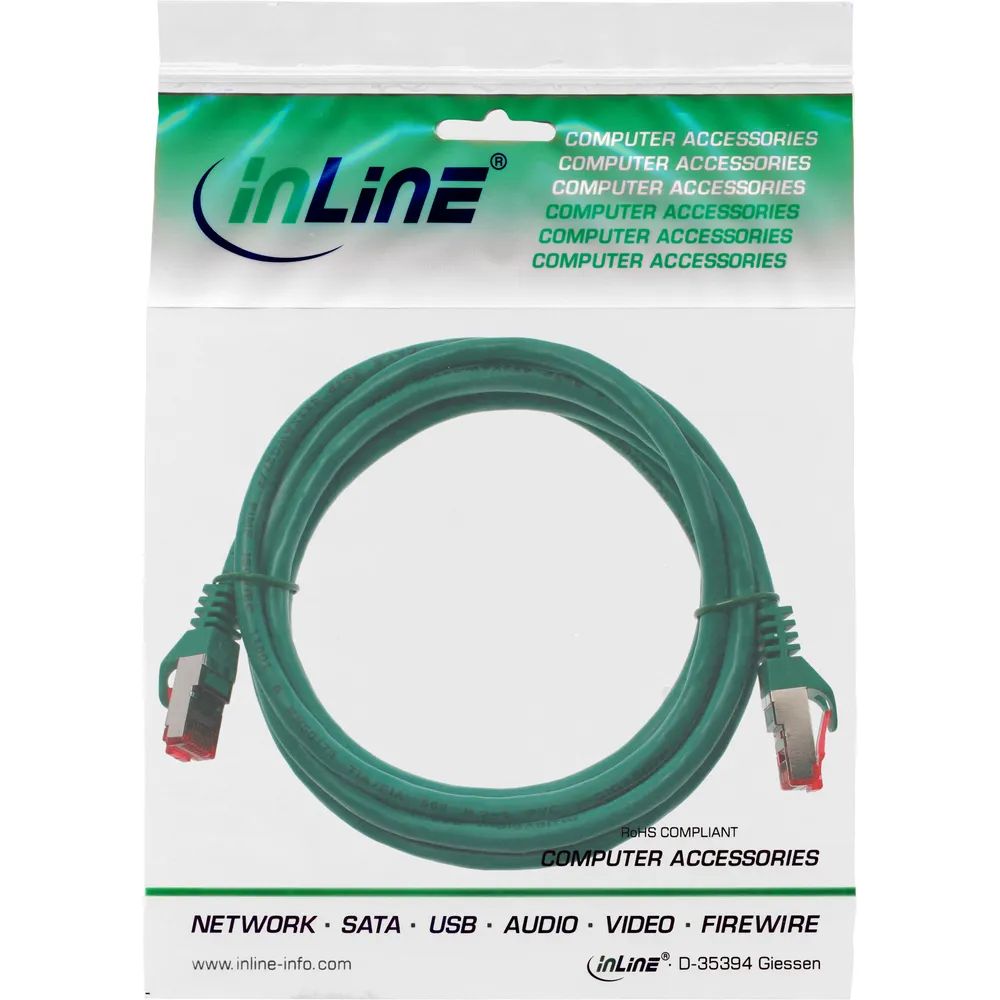 InLine Patchkabel - S/FTP (PiMf) - Cat.6 - 250MHz - PVC - CCA - grün - 3m