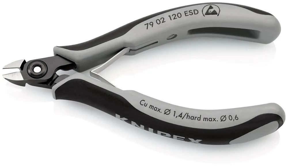 KNIPEX Präzisions-Elektronik-Seitenschneider ESD mit Mehrkomponenten-Hüllen brüniert 120 mm