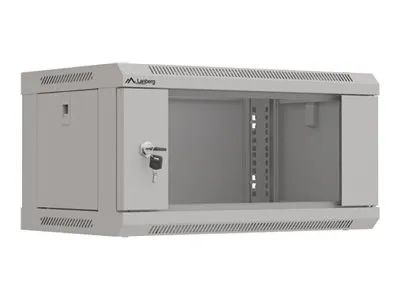 Lanberg WF03 Series - Schrank Netzwerkschrank - 540 x 350, flach verpackt, mit Glastür - geeignet für Wandmontage - Grau, RAL 7035 - 4U - 48.3 cm (19")