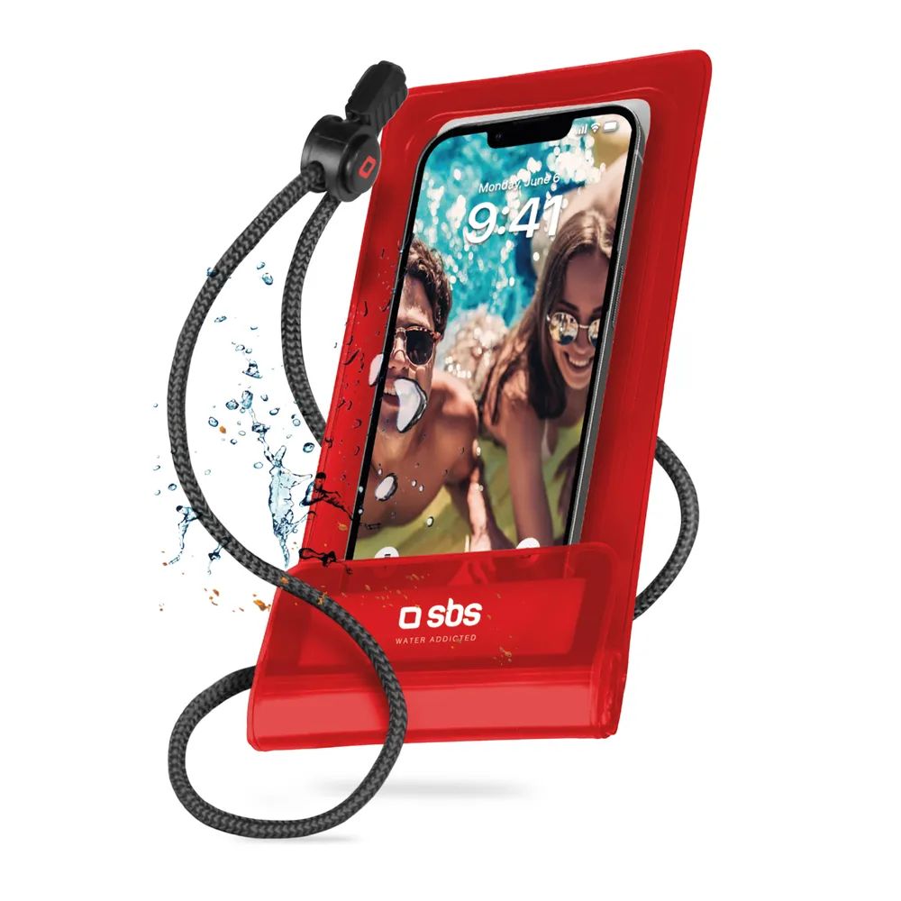 SBS Wasserfeste Universal-Tasche für Smartphones bis 6,7" rot