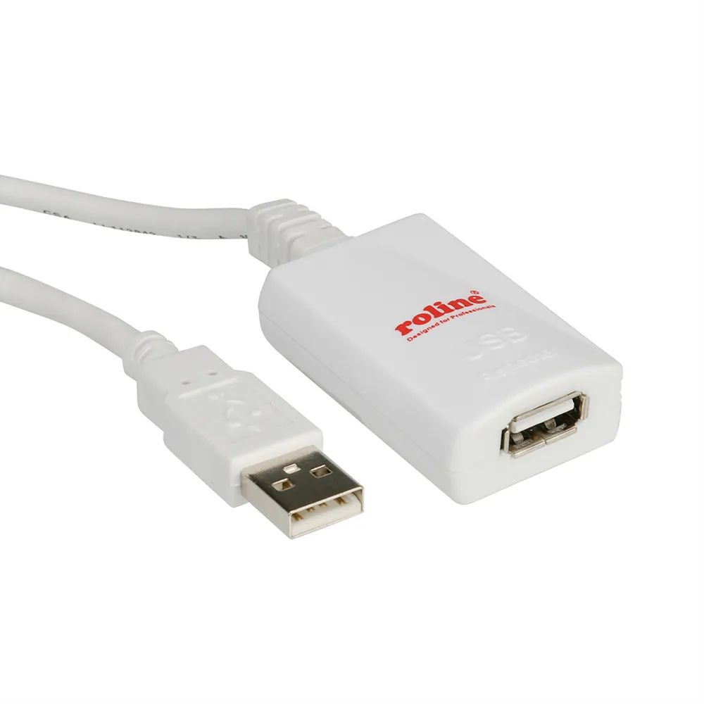 ROLINE USB 2.0 Verlängerung, weiß, 5 m