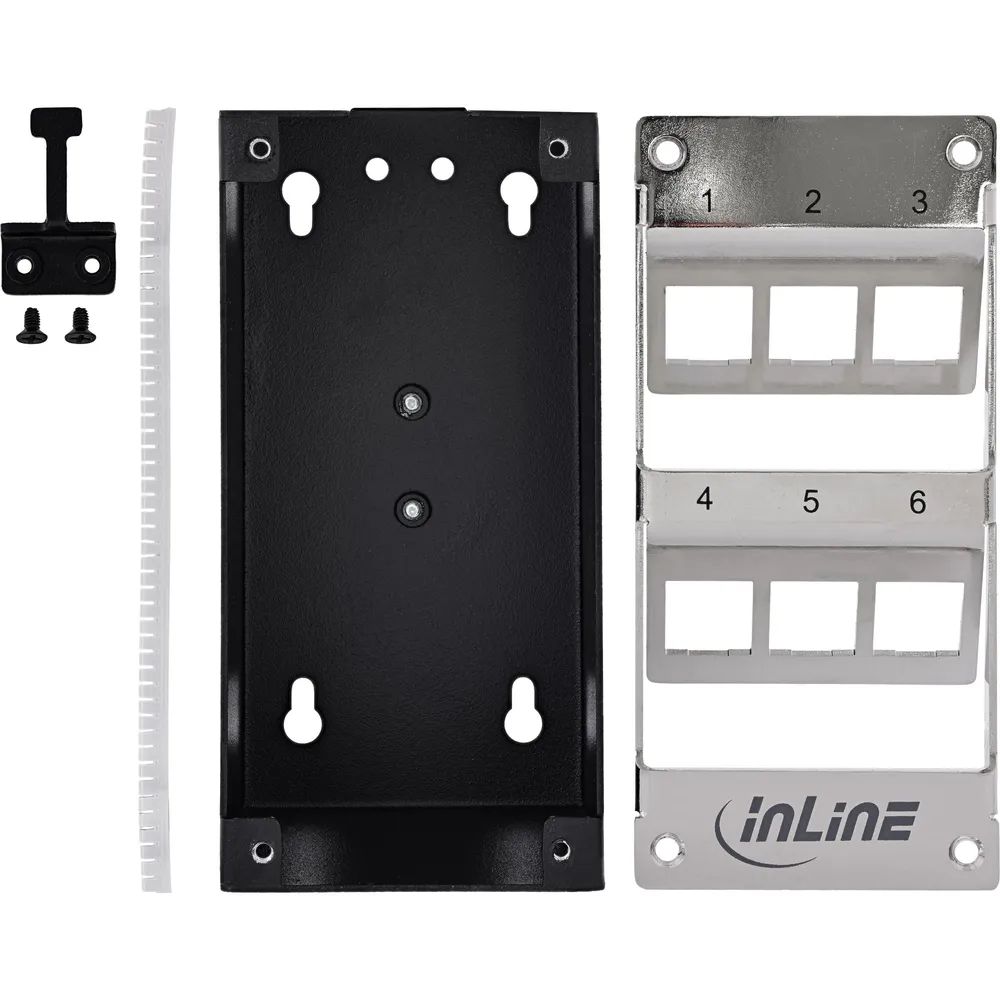 InLine Verteilerkasten 6-Port Cat.6A Wand-/Hutschiene inkl. Keystone-Module