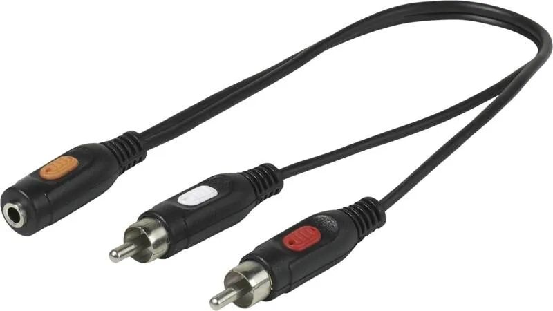 Vivanco Audioadapter, 2x Cinchstecker - 1x 3,5mm Klinkenbuchse 0,2m