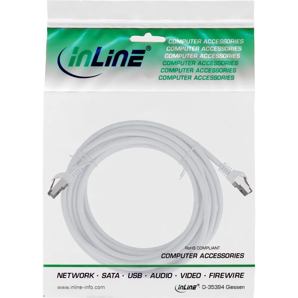 InLine Patchkabel - S/FTP (PiMf) - Cat.8.1 - 2000MHz - halogenfrei - weiß - 10m