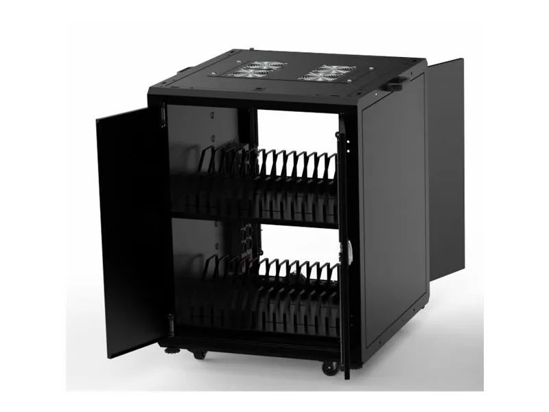 Lanview DCN - Wagen (laden, sichern und transportieren) - für 32 notebooks / Chromebooks / tablets - verriegelbar - 1.2 mm Stahl - RAL 9005, Schwarz - Bildschirmgröße: bis zu 39,6 cm (bis zu 15,6 Zoll)
