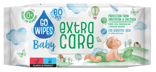 GOWIPES EXTRA CARE Baby-Feuchttücher Antibakteriell mit Allantoin, 16x60Stk