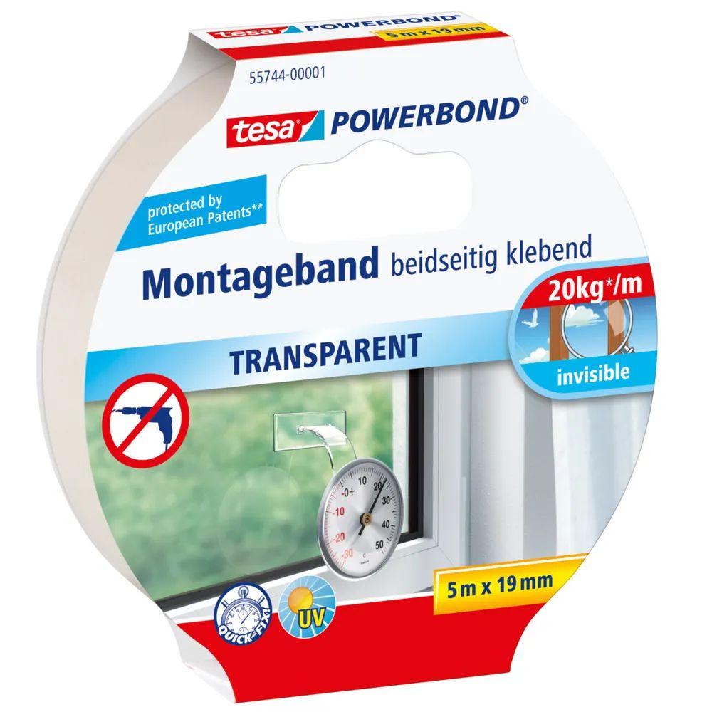 Tesa Powerbond - Doppelseitiges Klebeband - 19 mm x 5 m