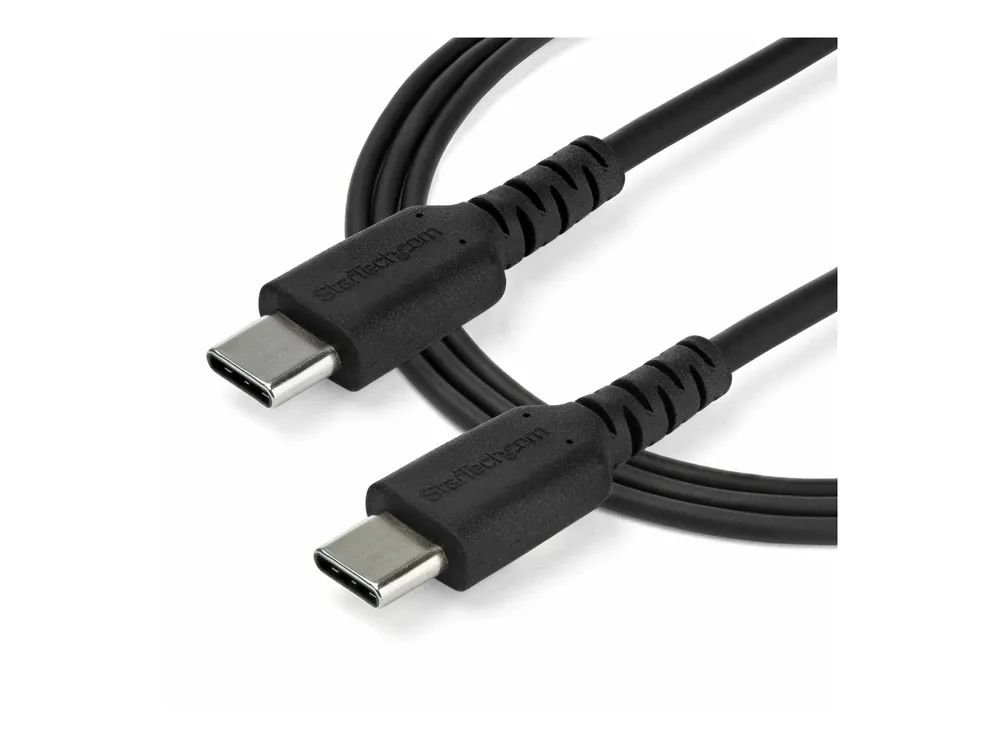 StarTech.com 1m USB-C Ladekabel - Langlebiges USB 2.0 Typ C zu USB C Datenübertragungs-/Schnellladekabel - TPE Mantel Aramidfaser M/M 60W Schwarz - Samsung S10 S20 iPad Pro MS Surface (RUSB2AC1MB)
