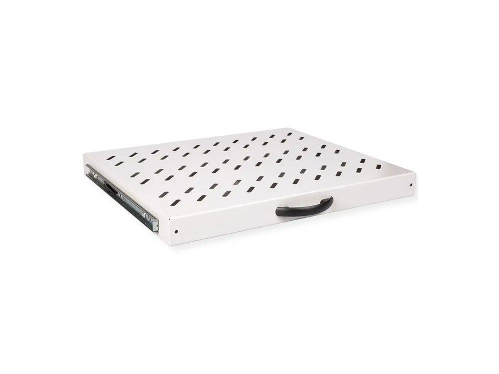ROLINE Rack-Schieberegal - 350 mm tief, Tragfähigkeit 25 kg - RAL 7035, Hellgrau - 1U - 48.3 cm (19")