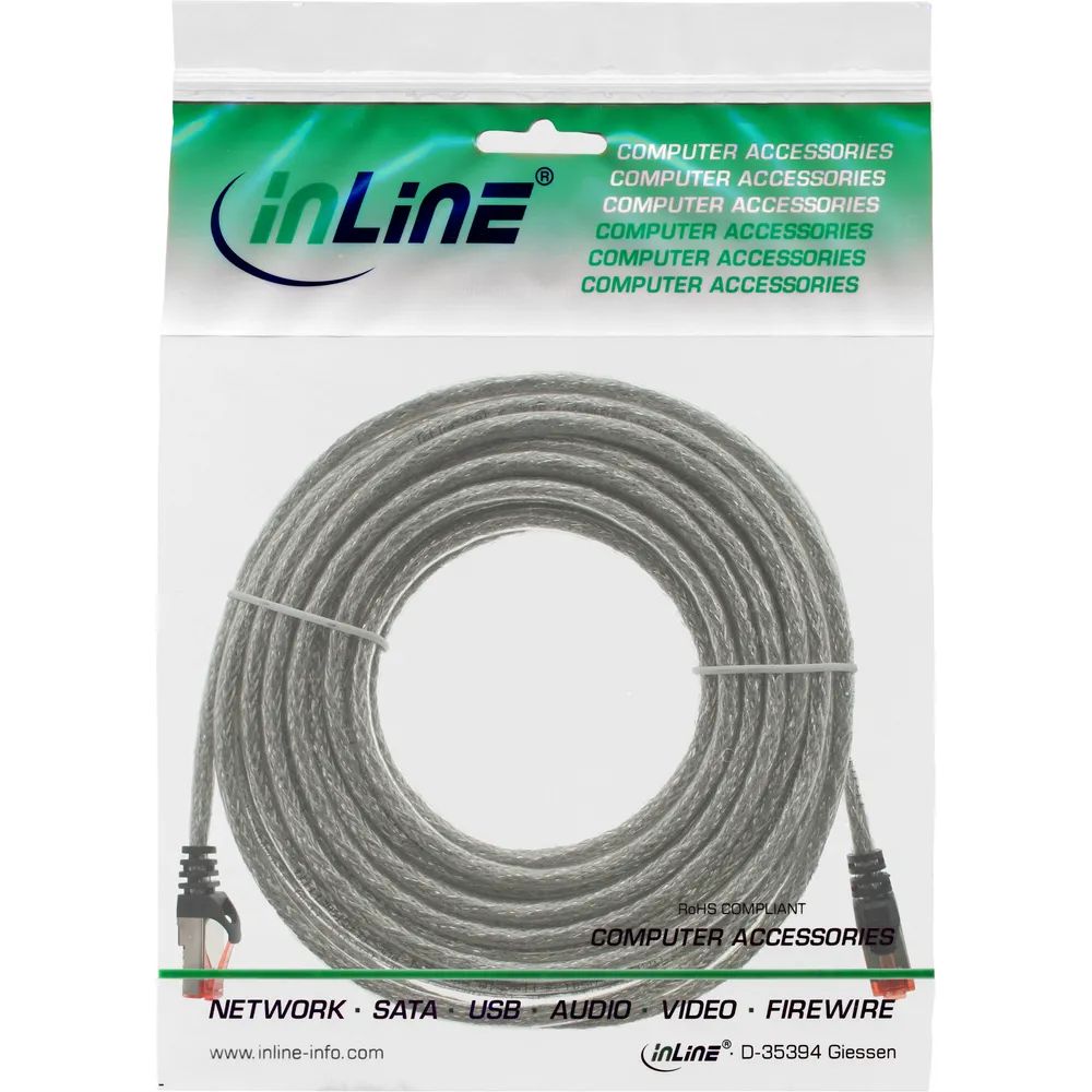InLine Patchkabel - S/FTP (PiMf) - Cat.6 - 250MHz - PVC - Kupfer - transparent - 50m