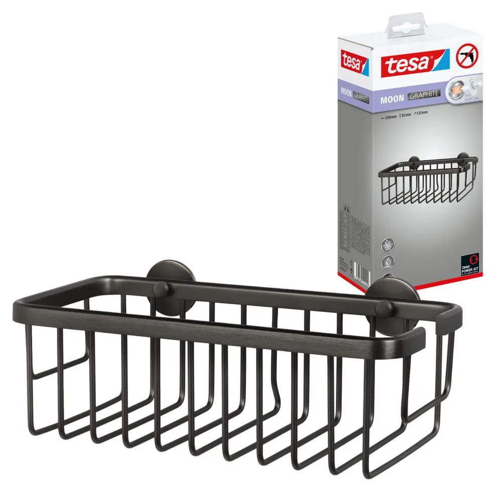 tesa® MOON Duschkorb, Graphite, Badaccessoire