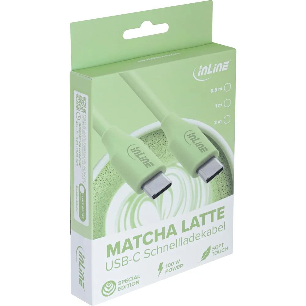 InLine USB 2.0 Kabel - USB-C Schnellladekabel 100W - Matcha Latte/grün 0,5m