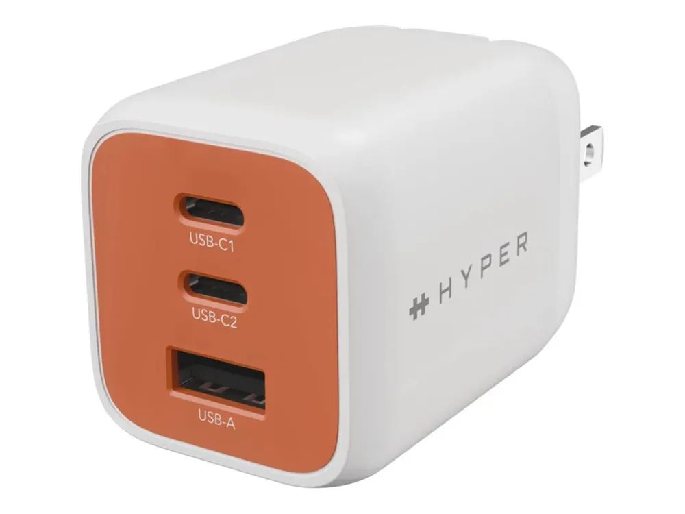 Targus Hyper Targus HyperJuice Flex - Netzteil - GaN - 65 watt - 3 Ausgabeanschlussstellen (2 x USB-C, USB) orange