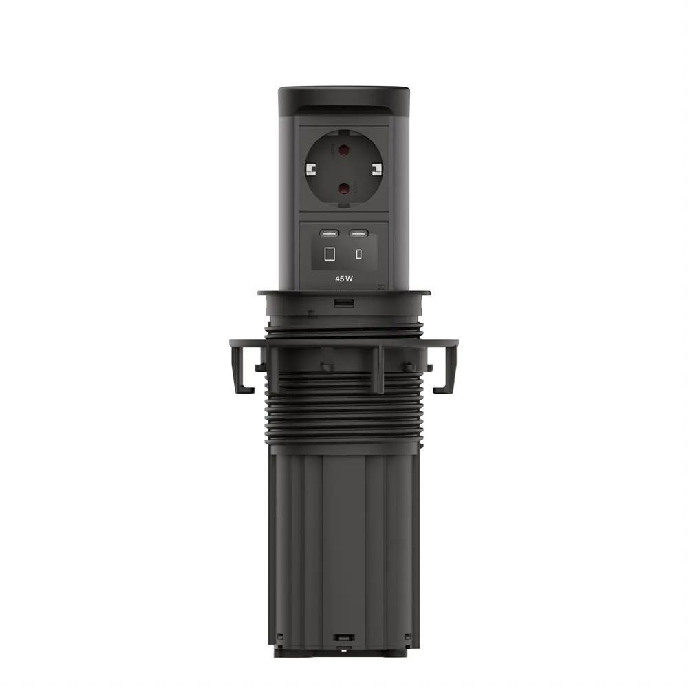 BACHMANN ELEVATOR2 1xCEE7/3, 1xUSB C/C 45W RAL9005 0,5m ISV