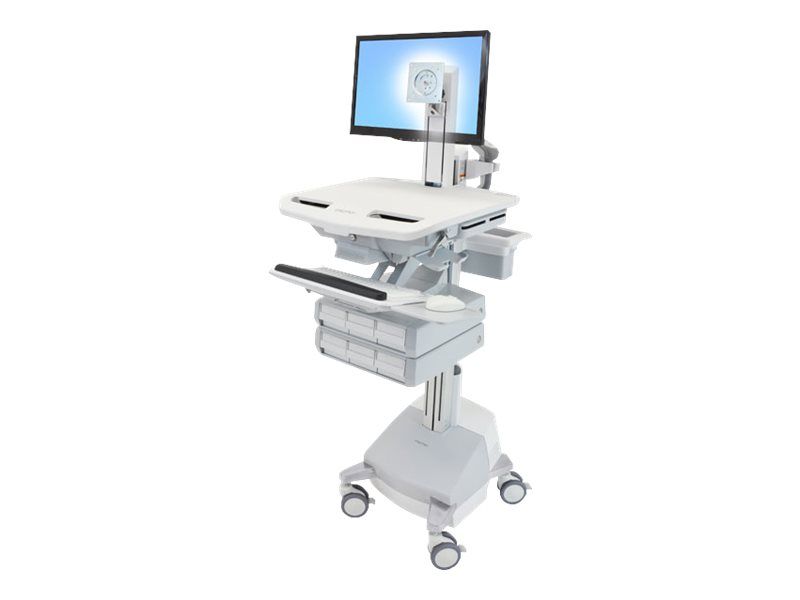 Ergotron Wagen für LCD-Display/Tastatur/Maus/CPU/Notebook/Barcodescanner - medizinisch - Aluminium, verzinker Stahl, hochwertiger Kunststoff - Grau, weiß, Polished Aluminum - Bildschirmgröße: bis zu 61 cm (bis zu 24 Zoll)