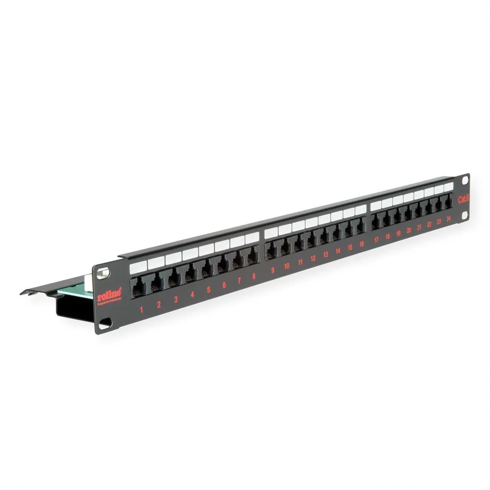ROLINE Cat.6 (Class E) 19-Zoll-Patchpanel, 24P, ungeschirmt, schwarz