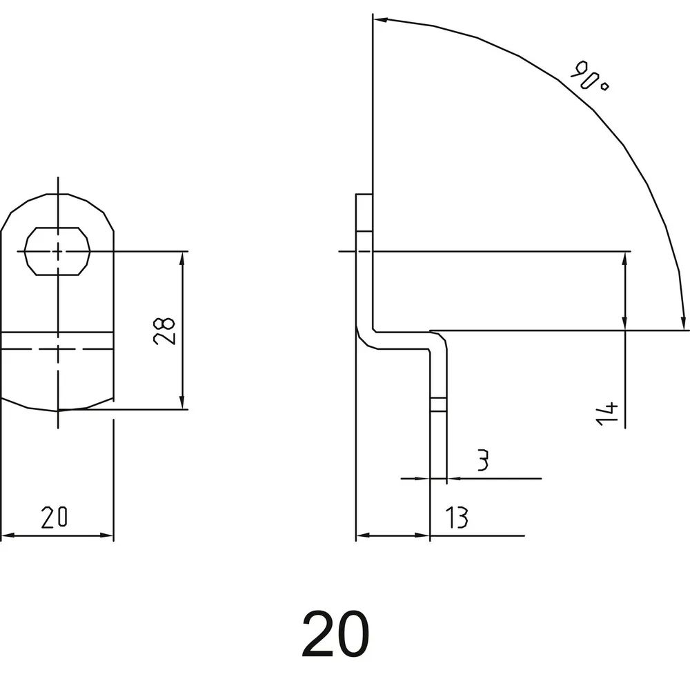 ASSA ABLOY Sperrnase für Elektronisches Schrankschloss Sense+PIN,Nr.20,gekröpft