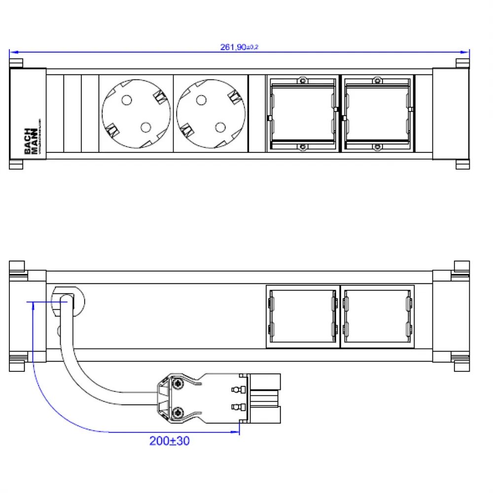 BACHMANN POWER FRAME Medium 2x Schutzkontakt 2x ABD