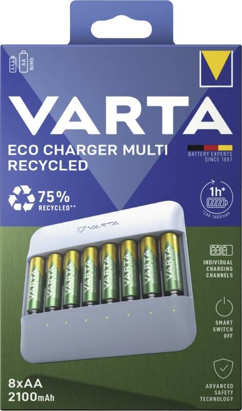 Varta Eco Charger Multi Recycled 8x AA 2100mAh