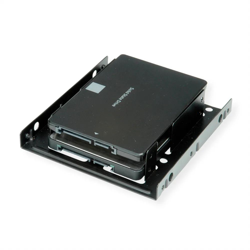 ROLINE Montageadapter, 3,5 Zoll Rahmen für 2x 2.5 HDD/SSD, Metall, schwarz