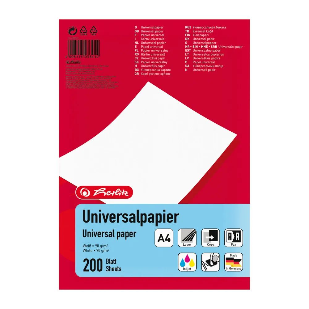 herlitz Universalpapier A4, 90g, weiß, 200 Blatt