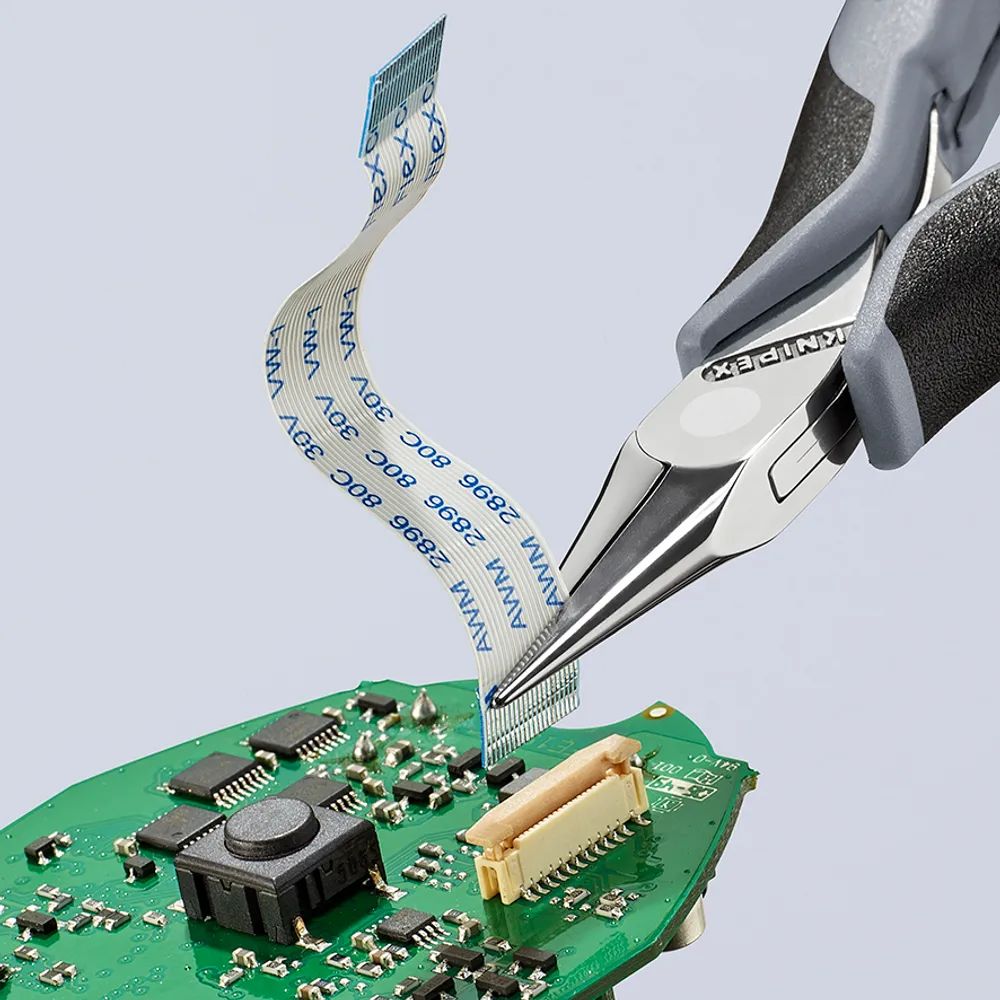 KNIPEX Elektronik-Greifzange ESD mit durchgestecktem Gelenk mit Mehrkomponenten-Hüllen 115 mm