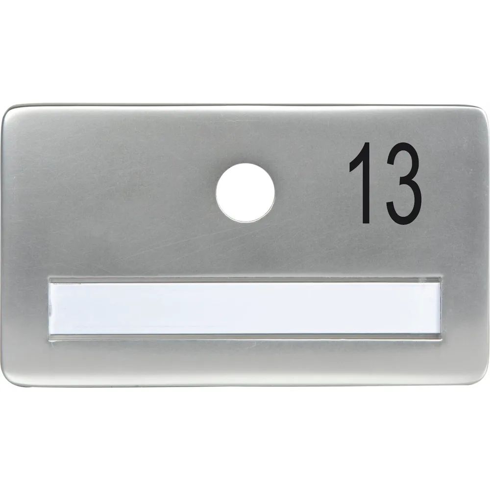 SOLIDO Namensschild ohne Spion, Bohrung ø 14, Alu silber eloxiert, Gravur Nr. 13