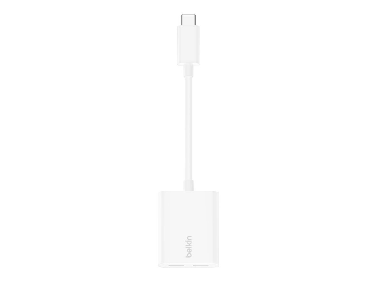 Belkin Connect Audio + Charge - USB-C auf USB-C Kopfhörer-/Ladeadapter - 24 pin USB-C männlich zu 24 pin USB-C weiblich - 14 m - weiß - USB Power Delivery (60W)