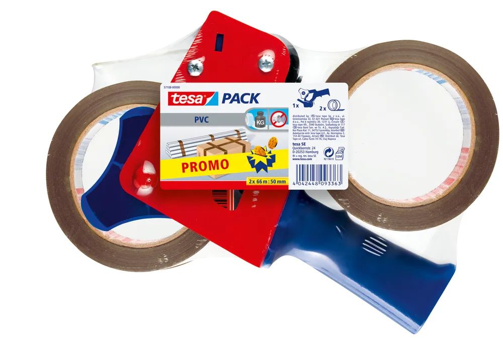 Tesa pack 2 Rollen PVC 66m 50mm+ Handabroller