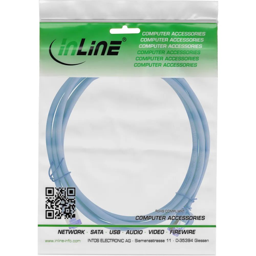 InLine Patchkabel Slim - Cat.6A - S/FTP - TPE (LSZH) flexibel - PoE - blau - 1,5m